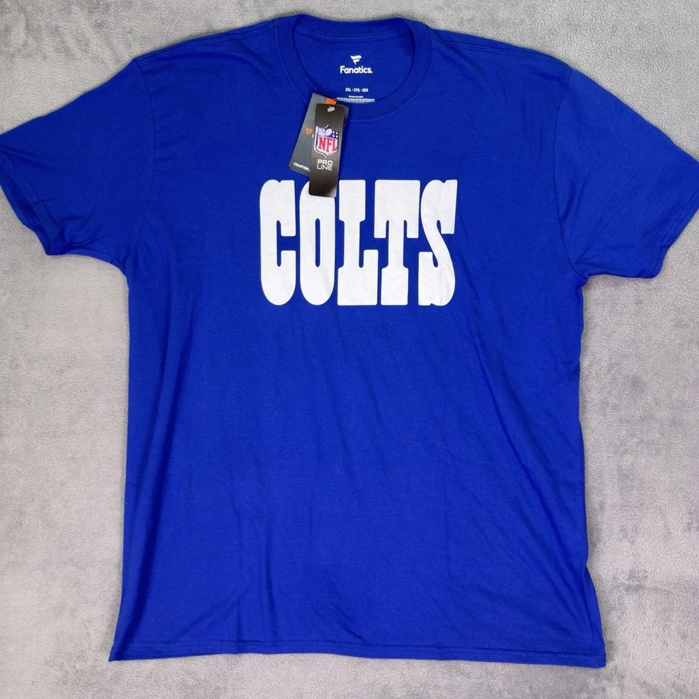 New Fanatics NFL Shirt Mens 2XL Blue Indianapolis Colts Football Short Sleeve